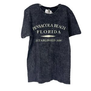 Pensacola Beach Florida T-Shirt Souvenir Size M Black Stone Wash Short Sleeve